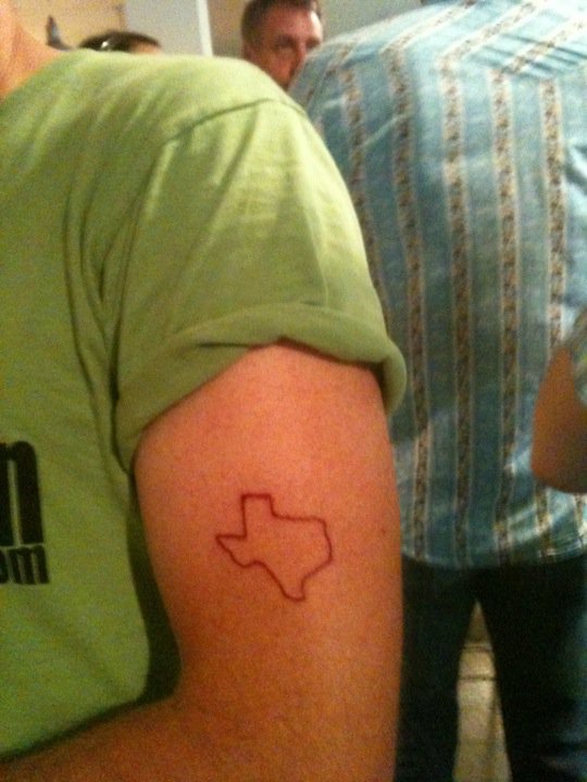 I just got a new Texas tattoo with my friend Dave I tweeted about it 